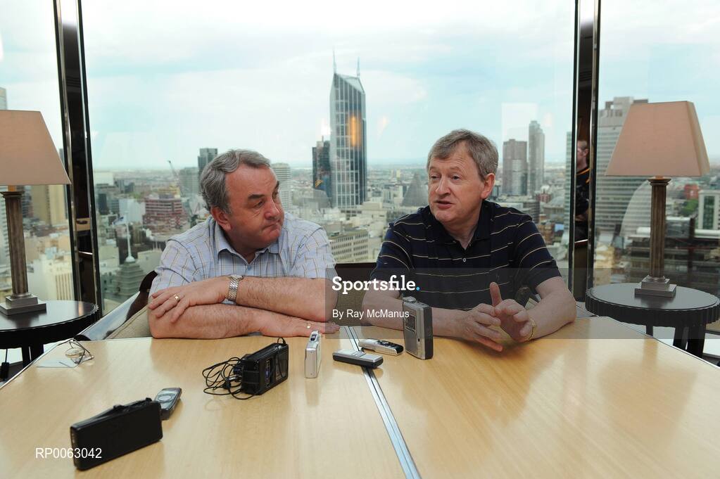 30 October 2008; GAA President Nickey Brennan and Ard Stiurthoir Paraic Duffy at a GAA press briefing. Grand Hyatt Hotel, Collins Street, Melbourne, Australia. Picture credit: Ray McManus / SPORTSFILE