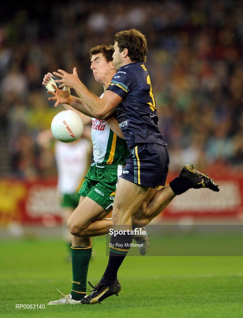 31 October 2008; Colm Begley, Ireland, in action against Campbell Brown, Australia. Toyota International Rules Series, Australia v Ireland, Melbourne Cricket Ground, Melbourne, Australia. Picture credit: Ray McManus / SPORTSFILE