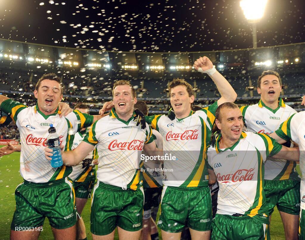 31 October 2008; Ireland players including Aidan O'Mahony, Ciaran McKeever, Michael Meehan, John Miskella and Finian Hanley celebrate victory. Toyota International Rules Series, Australia v Ireland, Melbourne Cricket Ground, Melbourne, Australia. Picture credit: Ray McManus / SPORTSFILE