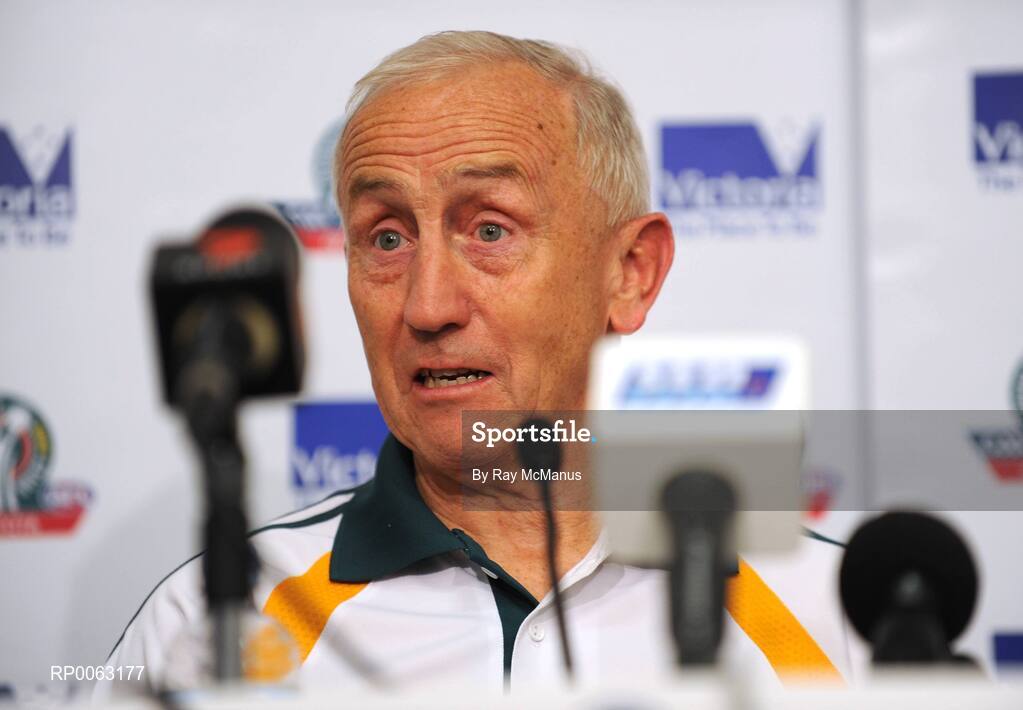 31 October 2008; Irish manager Sean Boylan speaking to the press after the game. Toyota International Rules Series, Australia v Ireland, Melbourne Cricket Ground, Melbourne, Australia. Picture credit: Ray McManus / SPORTSFILE