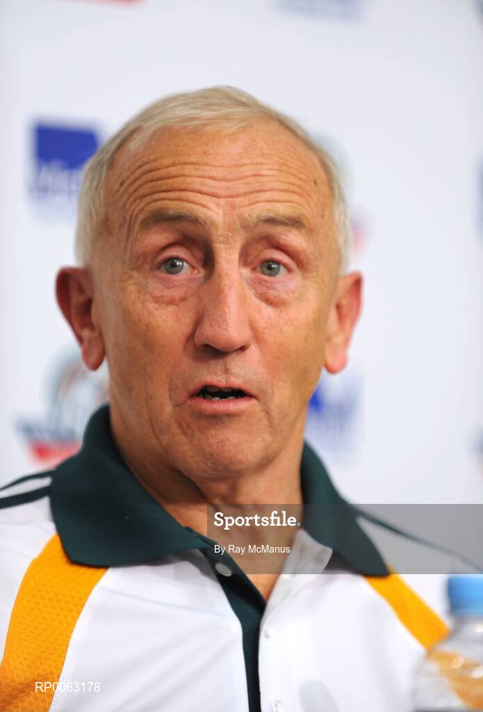 31 October 2008; Irish manager Sean Boylan speaking to the press after the game. Toyota International Rules Series, Australia v Ireland, Melbourne Cricket Ground, Melbourne, Australia. Picture credit: Ray McManus / SPORTSFILE