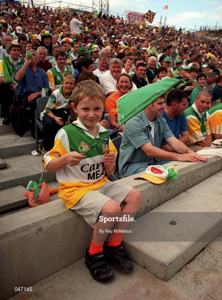 10 September 2000; Young Offaly supporter Daniel Guinan, 5 years old, during the All-Ireland Senior Hurling Championship Final match between Kilkenny and Offaly at Croke Park in Dublin. Photo by Ray McManus/Sportsfile