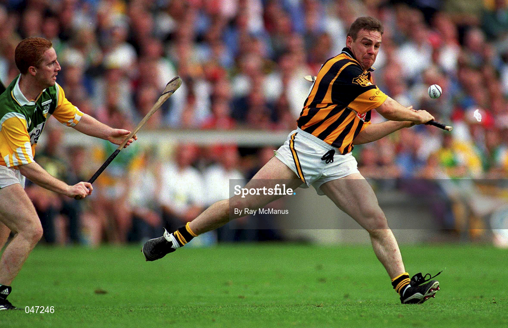 10 September 2000; Charlie Carter of Kilkenny in action against Simon Whelahan of Offaly during the All-Ireland Senior Hurling Championship Final match between Kilkenny and Offaly at Croke Park in Dublin. Photo by Ray McManus/Sportsfile