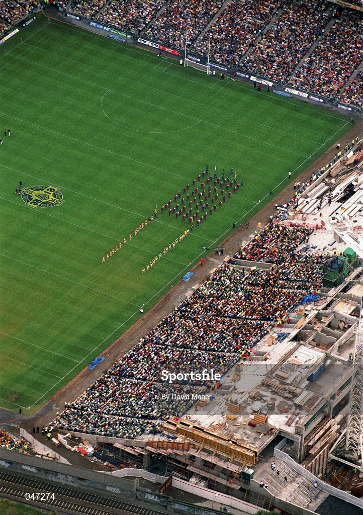 10 September 2000;  Aerial View of new Hogan Stand, Croke Park as the Offaly and Kilkenny teams parade around the pitch ahead of the All-Ireland Senior Hurling Championship Final match between Kilkenny and Offaly at Croke Park in Dublin. Photo by David Maher/Sportsfile