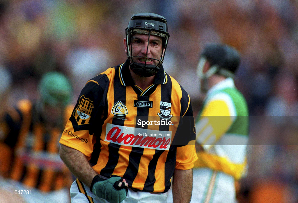10 September 2000;  DJ Carey of Kilkenny celebrates after scoring his sides first goal during the All-Ireland Senior Hurling Championship Final match between Kilkenny and Offaly at Croke Park in Dublin. Photo by Damien Eagers/Sportsfile