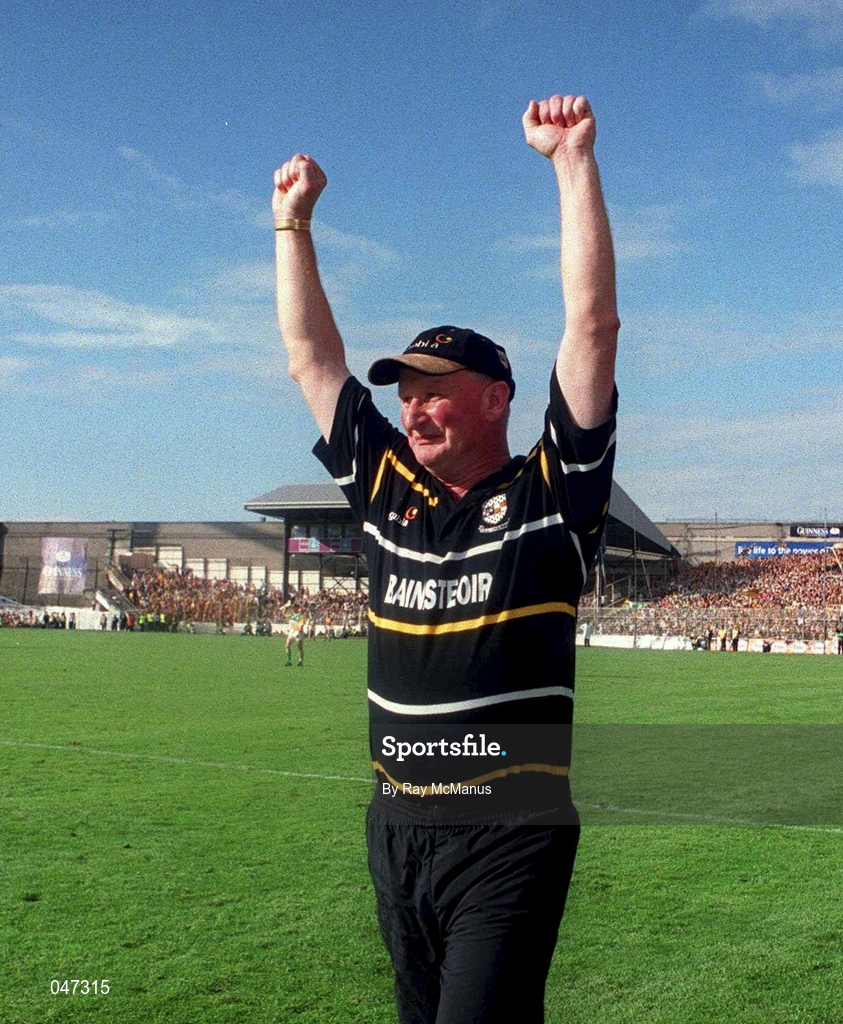 10 September 2000; Kilkenny manager Brian Cody celebrates their last goal of the match during the All-Ireland Senior Hurling Championship Final match between Kilkenny and Offaly at Croke Park in Dublin. Photo by Ray McManus/Sportsfile