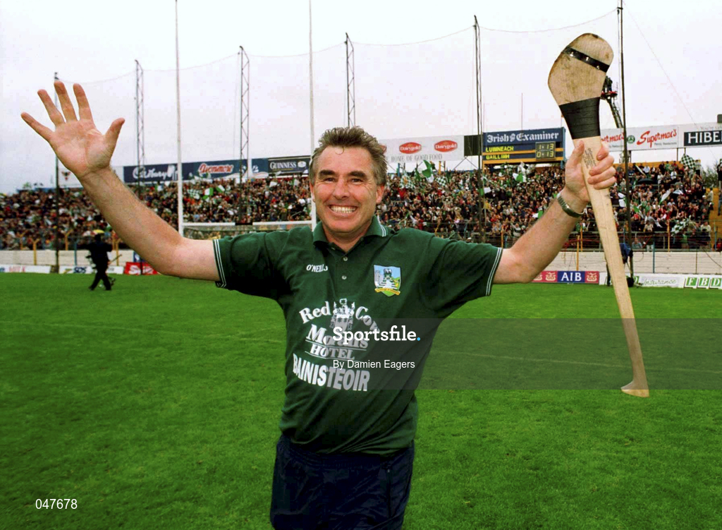 17 September 2000; Limerick manager Dave Keane celebrates following the All Ireland Under-21 Hurling Championship Final match between Galway and Limerick at Semple Stadium in Thurles, Tipperary. Photo by Damien Eagers/Sportsfile