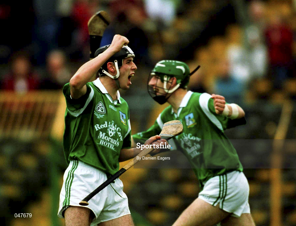 17 September 2000; Limerick goalscorer Mark Keane celebrates his goal during the All Ireland Under-21 Hurling Championship Final match between Galway and Limerick at Semple Stadium in Thurles, Tipperary. Photo by Damien Eagers/Sportsfile