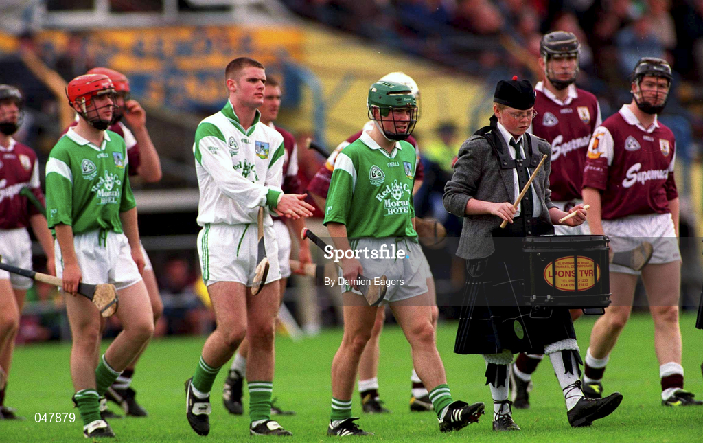 17 September 2000; Donnacha Sheehan of Limerick leads his team in the pre match parade during the All Ireland Under-21 Hurling Championship Final match between Galway and Limerick at Semple Stadium in Thurles, Tipperary. Photo by Damien Eagers/Sportsfile