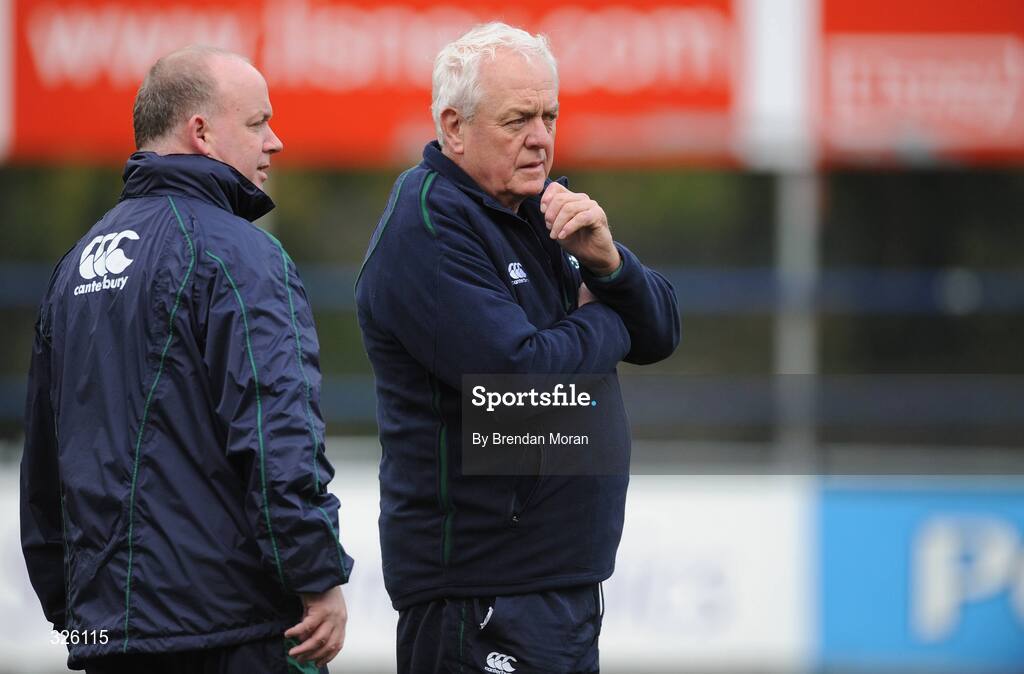 3 November 2008; Ireland head coach Declan Kidney, left, with assistant coach Alan Gaffney during Ireland Rugby Squad Training. Donnybrook Stadium, Donnybrook, Dublin. Picture credit: Brendan Moran / SPORTSFILE