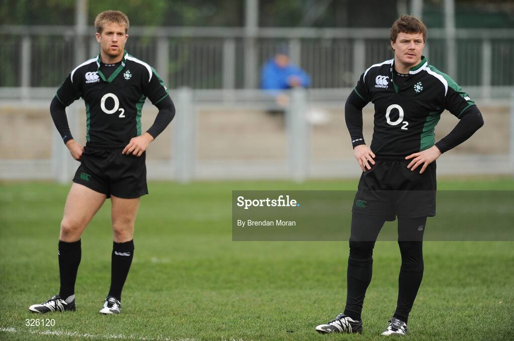 3 November 2008; Centres Luke Fitzgerald, left, and Brian O'Driscoll during Ireland Rugby Squad Training. Donnybrook Stadium, Donnybrook, Dublin. Picture credit: Brendan Moran / SPORTSFILE