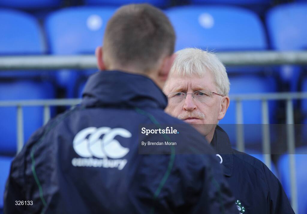 3 November 2008; Team manager Paul McNaughton in conversation with strength and conditioning coach Paul Pook during Ireland Rugby Squad Training. Donnybrook Stadium, Donnybrook, Dublin. Picture credit: Brendan Moran / SPORTSFILE