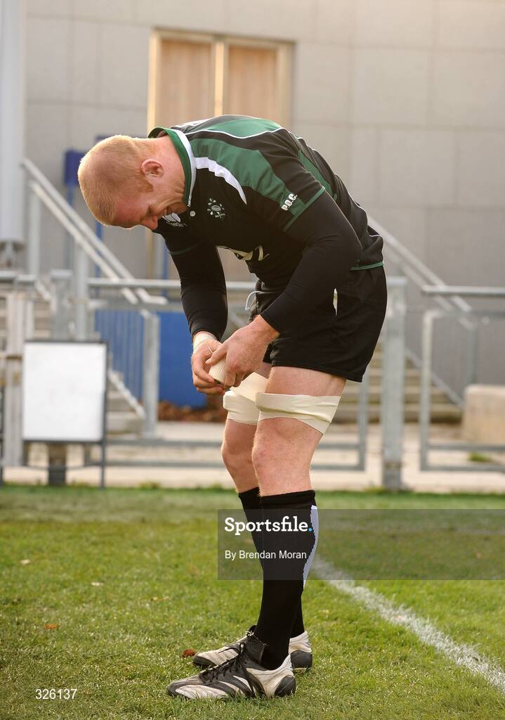 3 November 2008; Lock Paul O'Connell straps up before Ireland Rugby Squad Training. Donnybrook Stadium, Donnybrook, Dublin. Picture credit: Brendan Moran / SPORTSFILE