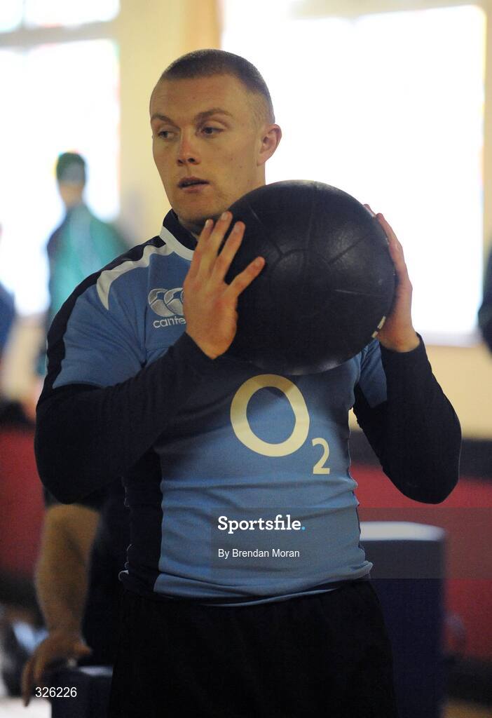 4 November 2008; Keith Earls does some warm-up exercises during Ireland Rugby Squad Training. Donnybrook Stadium, Donnybrook, Dublin. Picture credit: Brendan Moran / SPORTSFILE