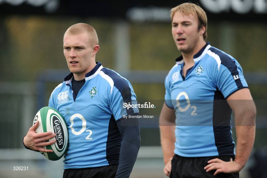 4 November 2008; Keith Earls, left, and Stephen Ferris during Ireland Rugby Squad Training. Donnybrook Stadium, Donnybrook, Dublin. Picture credit: Brendan Moran / SPORTSFILE