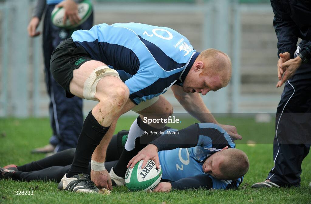 4 November 2008; Paul O'Connell in action with Keith Earls during Ireland Rugby Squad Training. Donnybrook Stadium, Donnybrook, Dublin. Picture credit: Brendan Moran / SPORTSFILE