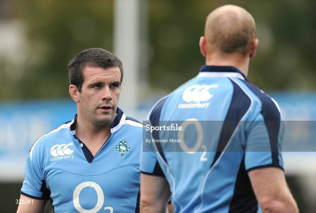 4 November 2008; Shane Jennings in conversation with Paul O'Connell during Ireland Rugby Squad Training. Donnybrook Stadium, Donnybrook, Dublin. Picture credit: Brendan Moran / SPORTSFILE