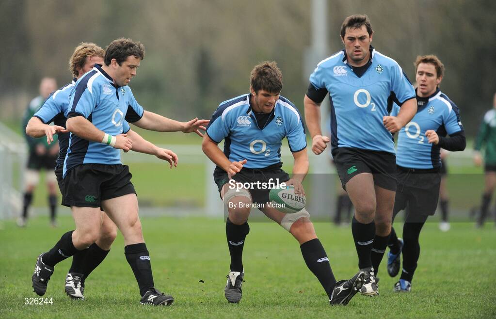 4 November 2008; Donncha O'Callaghan in action with Jerry Flannery, Marcus Horan, Tony Buckley, and Eoin Reddan during Ireland Rugby Squad Training. Donnybrook Stadium, Donnybrook, Dublin. Picture credit: Brendan Moran / SPORTSFILE