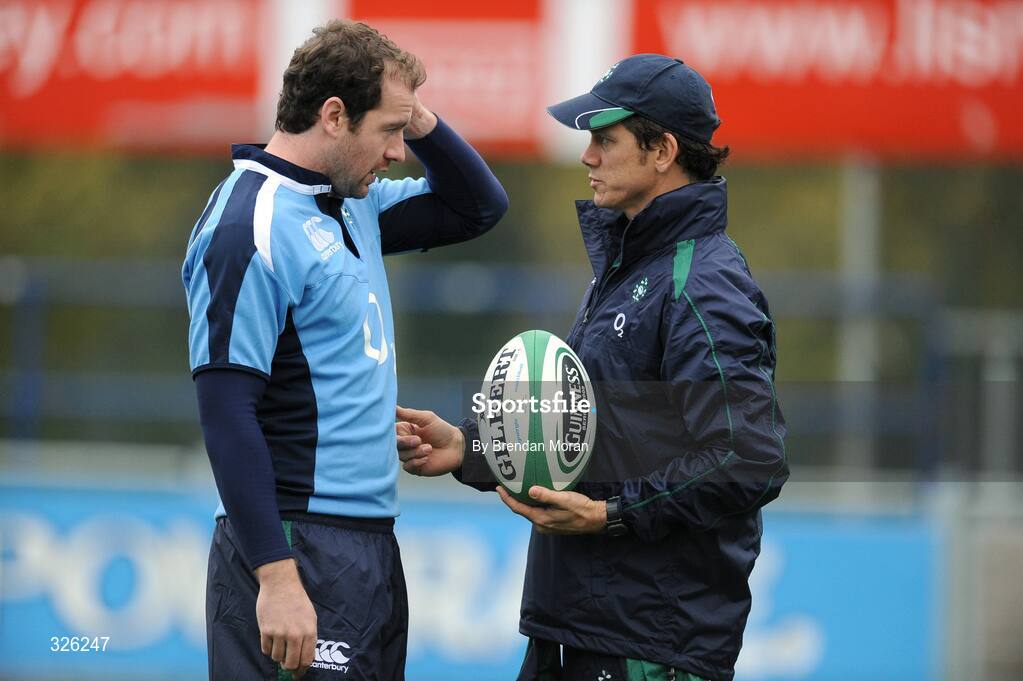 4 November 2008; Defence coach Les Kiss in conversation with Geordan Murphy during Ireland Rugby Squad Training. Donnybrook Stadium, Donnybrook, Dublin. Picture credit: Brendan Moran / SPORTSFILE