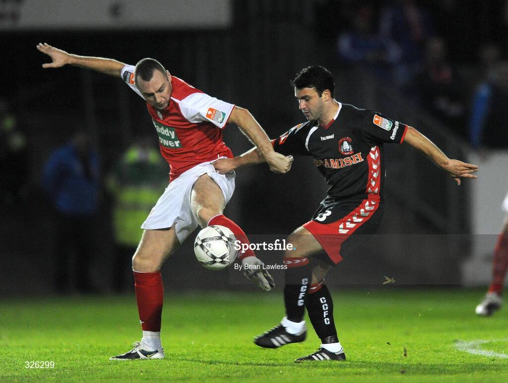4 November 2008; Mark Quigley, St. Patrick’s Athletic, in action against Danny Murphy, Cork City. eircom League of Ireland Premier Division, St. Patrick’s Athletic v Cork City, Richmond Park, Dublin. Picture credit: Brian Lawless / SPORTSFILE