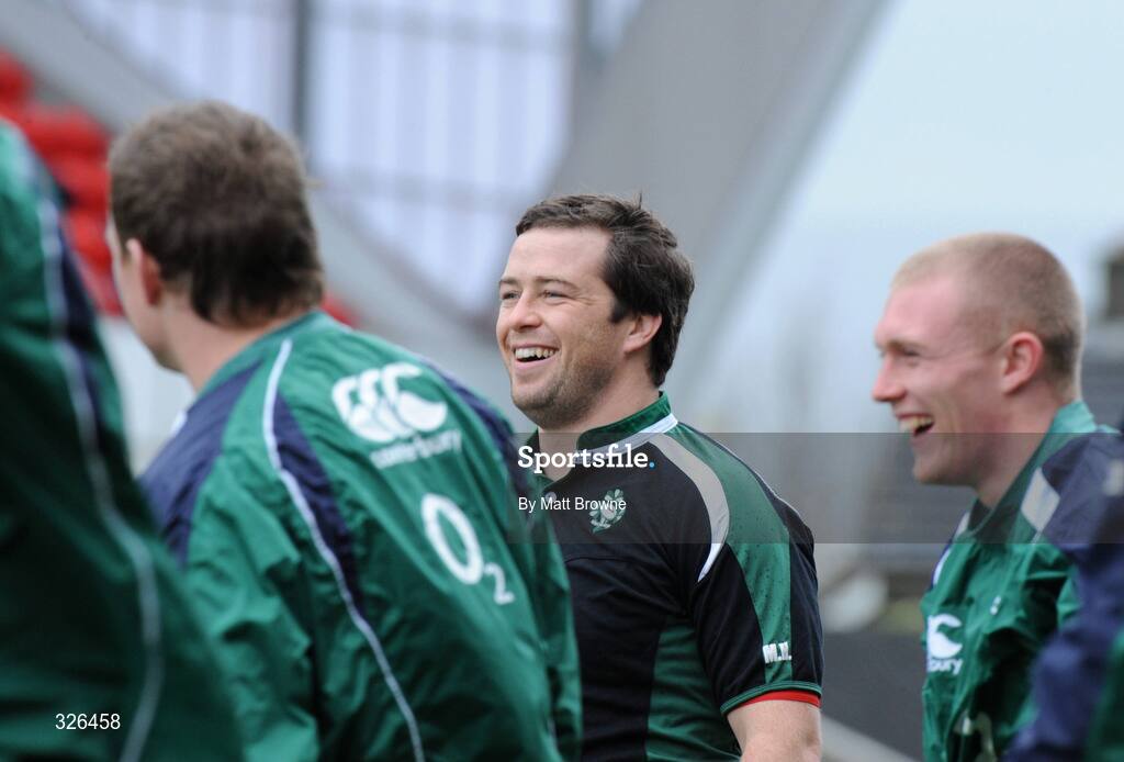 7 November 2008; Marcus Horan with Keith Earls during Ireland rugby squad Captain's Run. Thomond Park, Limerick. Picture credit: Matt Browne / SPORTSFILE