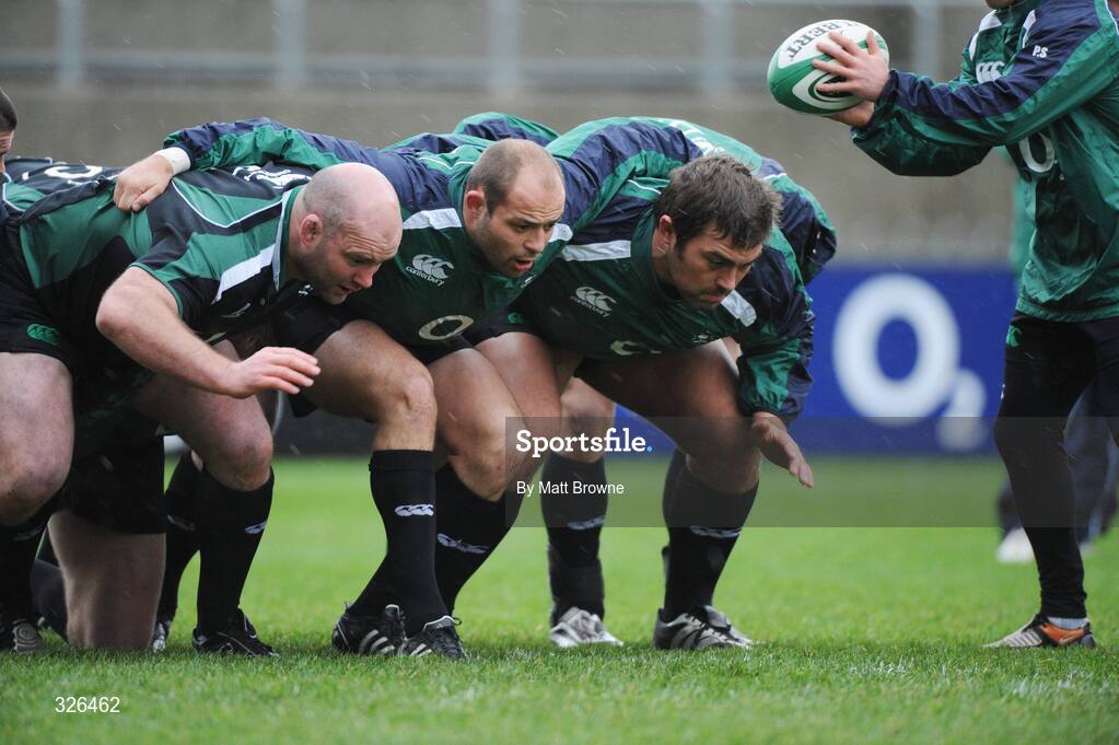 7 November 2008; John Hayes, Rory Best and Tony Buckley in action during Ireland rugby squad Captain's Run. Thomond Park, Limerick. Picture credit: Matt Browne / SPORTSFILE