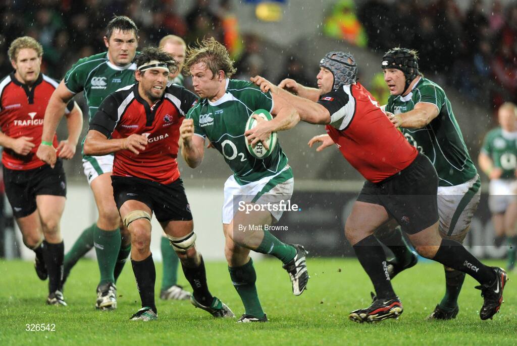 8 November 2008; Ireland's Jerry Flannery is tackled by Canada's Josh Jackson, left, and Mike Burak. Guinness Autumn Internationals, Ireland v Canada, Thomond Park, Limerick. Picture credit: Matt Browne / SPORTSFILE