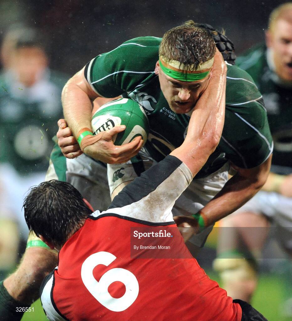 8 November 2008; Ireland's Jamie Heaslip is tackled by Canada's Sean Michaels Stephen. Guinness Autumn Internationals, Ireland v Canada, Thomond Park, Limerick. Picture credit: Brendan Moran / SPORTSFILE
