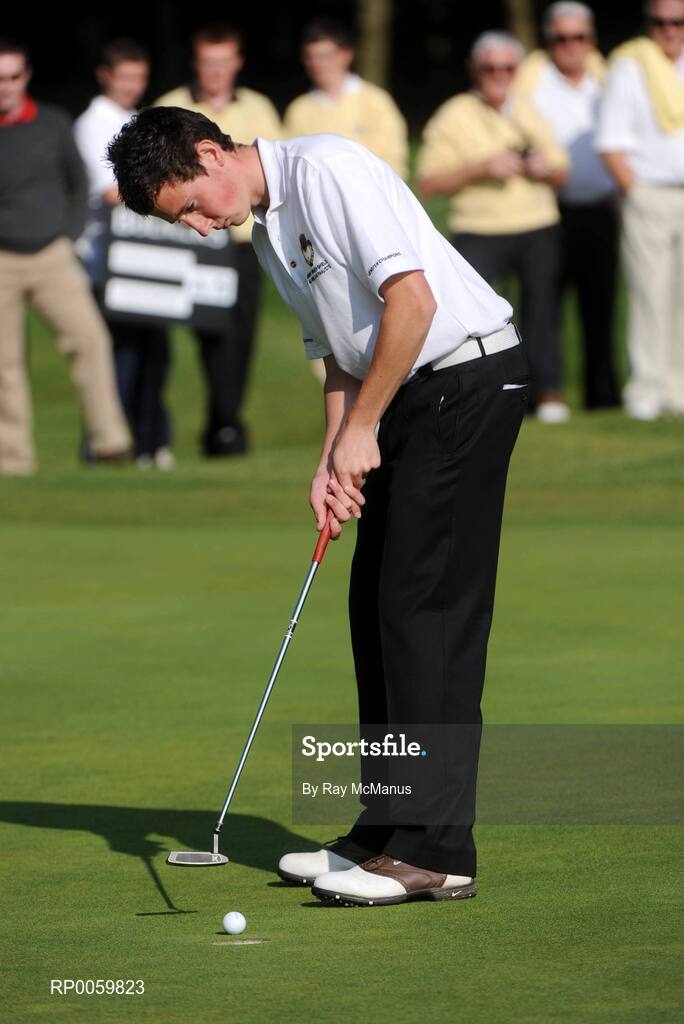 20 September 2008; Mark Brennan, Clontarf Golf Club, putting on the 17th green during the Bulmers Jimmy Bruen Shield Final. Bulmers Cups and Shields Finals 2008, Monkstown Golf Club, Parkgarriff, Monkstown, Co. Cork. Picture credit: Ray McManus / SPORTSFILE