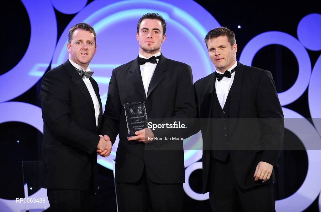 7 November 2008; Brendan Murtagh, of Westmeath, is presented with his OPEL GPA Chrsty Ring Player of the Tournamnet award by Dave Sheeran, Managing Director, OPEL Ireland, left, and Dessie Farrell, Chief Executive, Gaelic Players Association, during the 2008 Opel Gaelic Players of the Year awards for Hurling and Football. Citywest Hotel, Conference, Leisure & Golf Resort, Dublin. Picture credit: Brendan Moran / SPORTSFILE