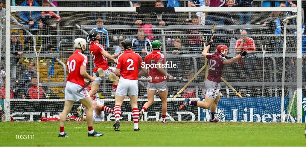 26 July 2015; Jonathan Glynn, Galway, celebrates after scoring his side's first goal. GAA Hurling All-Ireland Senior Championship, Quarter-Final, Galway v Cork. Semple Stadium, Thurles, Co. Tipperary. Picture credit: Stephen McCarthy / SPORTSFILE