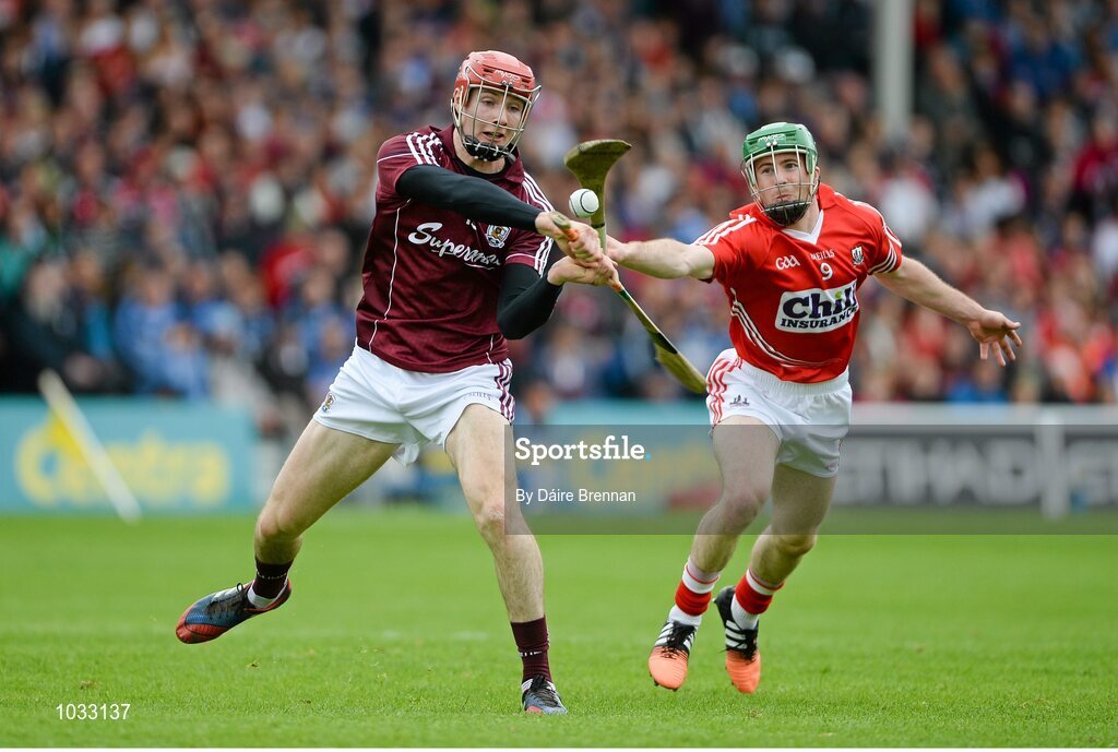 26 July 2015; Cathal Mannion, Galway, in action against Daniel Kearney, Cork. GAA Hurling All-Ireland Senior Championship, Quarter-Final, Galway v Cork. Semple Stadium, Thurles, Co. Tipperary. Picture credit: Dáire Brennan / SPORTSFILE