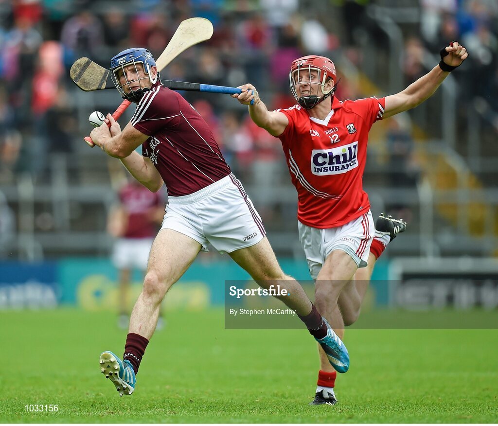 26 July 2015; Cyril Donnellan, Galway, in action against Bill Cooper, Cork. GAA Hurling All-Ireland Senior Championship, Quarter-Final, Galway v Cork. Semple Stadium, Thurles, Co. Tipperary. Picture credit: Stephen McCarthy / SPORTSFILE
