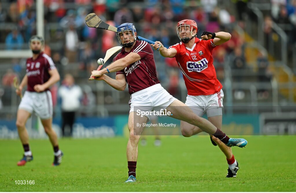 26 July 2015; Cyril Donnellan, Galway, in action against Bill Cooper, Cork. GAA Hurling All-Ireland Senior Championship, Quarter-Final, Galway v Cork. Semple Stadium, Thurles, Co. Tipperary. Picture credit: Stephen McCarthy / SPORTSFILE