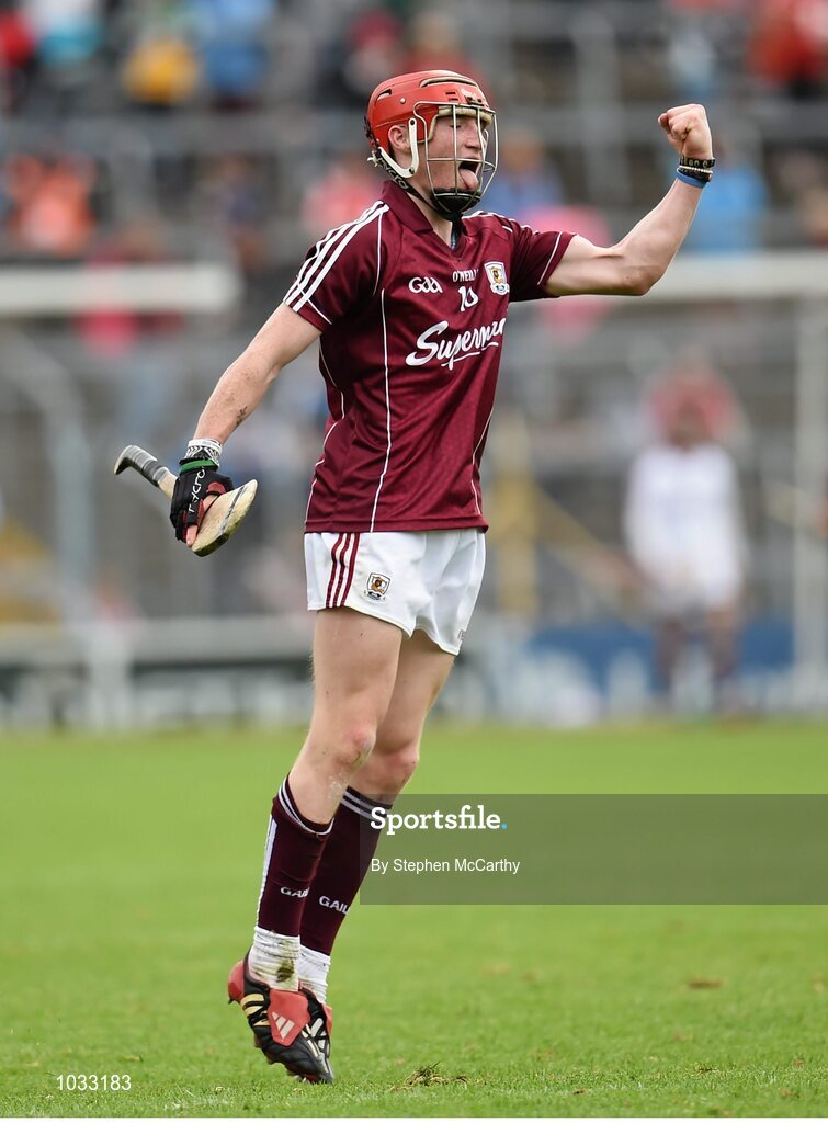 26 July 2015; Conor Whelan, Galway, celebrates scoring a second half point. GAA Hurling All-Ireland Senior Championship, Quarter-Final, Galway v Cork. Semple Stadium, Thurles, Co. Tipperary. Picture credit: Stephen McCarthy / SPORTSFILE