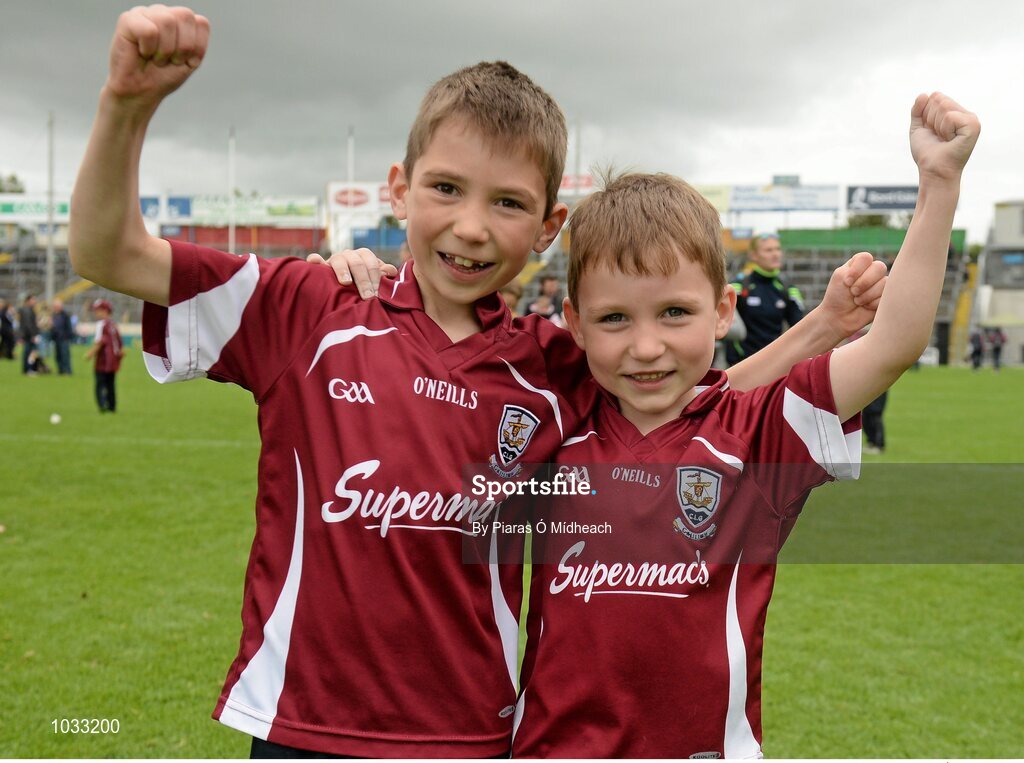 26 July 2015; Galway supporters James, 8, and David Long, 6, from Danesfort, Kilkenny. GAA Hurling All-Ireland Senior Championship, Quarter-Final, Galway v Cork. Semple Stadium, Thurles, Co. Tipperary. Picture credit: Piaras Ó Mídheach / SPORTSFILE