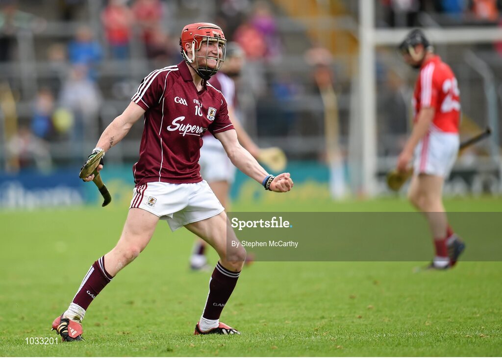 26 July 2015; Conor Whelan, Galway, celebrates scoring a second half point. GAA Hurling All-Ireland Senior Championship, Quarter-Final, Galway v Cork. Semple Stadium, Thurles, Co. Tipperary. Picture credit: Stephen McCarthy / SPORTSFILE