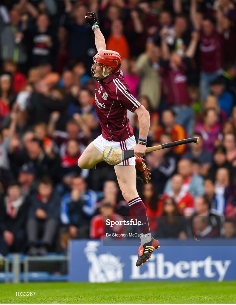 26 July 2015; Conor Whelan, Galway, celebrates after scoring his side's second goal. GAA Hurling All-Ireland Senior Championship, Quarter-Final, Galway v Cork. Semple Stadium, Thurles, Co. Tipperary. Picture credit: Stephen McCarthy / SPORTSFILE