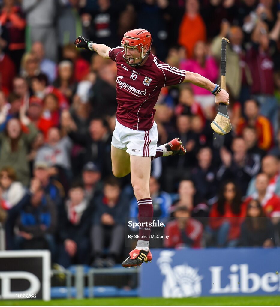 26 July 2015; Conor Whelan, Galway, celebrates after scoring his side's second goal. GAA Hurling All-Ireland Senior Championship, Quarter-Final, Galway v Cork. Semple Stadium, Thurles, Co. Tipperary. Picture credit: Stephen McCarthy / SPORTSFILE