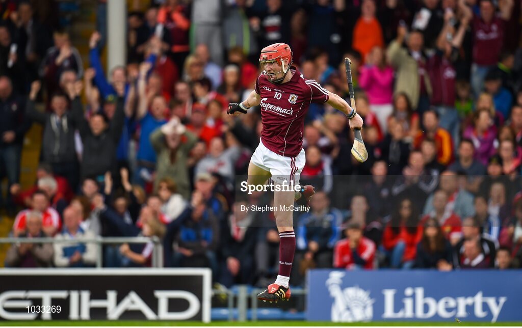 26 July 2015; Conor Whelan, Galway, celebrates after scoring his side's second goal. GAA Hurling All-Ireland Senior Championship, Quarter-Final, Galway v Cork. Semple Stadium, Thurles, Co. Tipperary. Picture credit: Stephen McCarthy / SPORTSFILE
