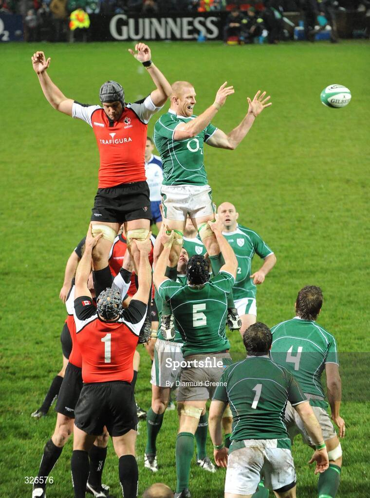 8 November 2008; Paul O'Connell, Ireland, wins a lineout ball from Michael Burak, Canada. Guinness Autumn Internationals, Ireland v Canada, Thomond Park, Limerick. Picture credit: Diarmuid Greene / SPORTSFILE