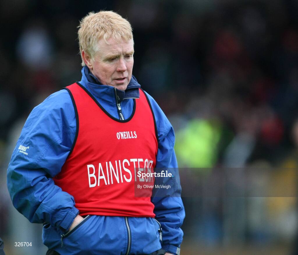 9 November 2008; St Patrick's manager Sean Maguire comes off the field at half-time. AIB Ulster Senior Club Football Championship quarter-final, Crossmaglen Rangers v St Patrick's, St Oliver Plunkett Park, Crossmaglen, Co. Armagh. Picture credit: Oliver McVeigh / SPORTSFILE