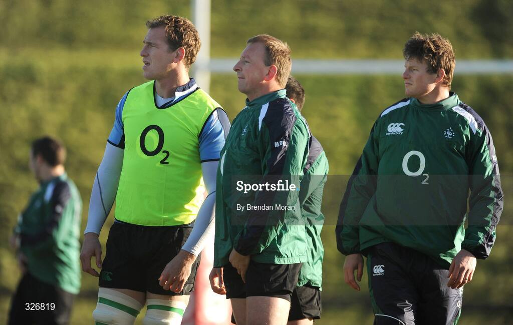 10 November 2008; Ireland locks, from left, Bob Casey, Mick O'Driscoll and Malcolm O'Kelly during rugby squad training. University of Limerick, Limerick. Picture credit: Brendan Moran / SPORTSFILE