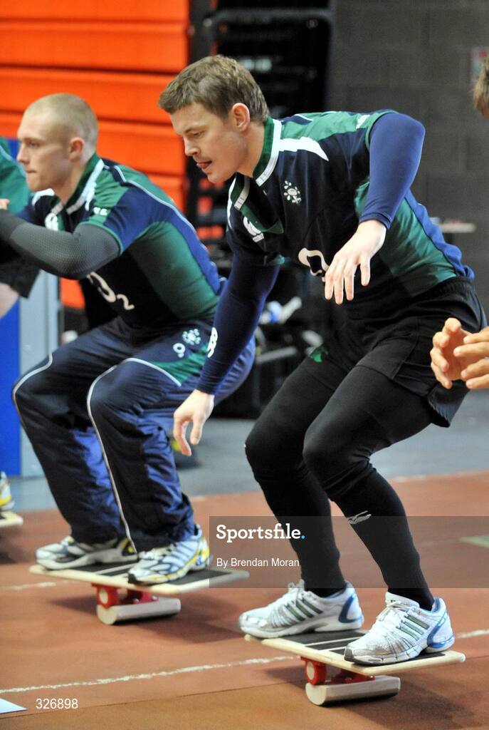 11 November 2008; Ireland's Keith Earls, left, and Brian O'Driscoll in action during rugby squad training. University of Limerick, Limerick. Picture credit: Brendan Moran / SPORTSFILE