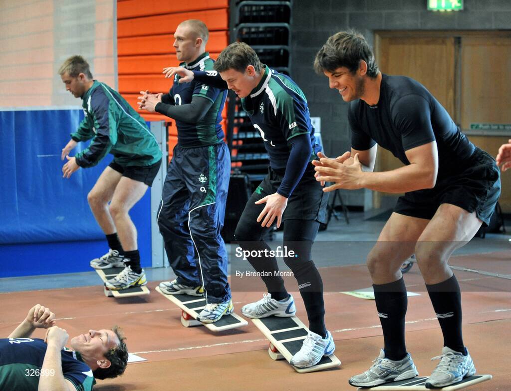 11 November 2008; Ireland players, from left, Luke Fitzgerald, Keith Earls, Brian O'Driscoll and Donncha O'Callaghan in action during rugby squad training. University of Limerick, Limerick. Picture credit: Brendan Moran / SPORTSFILE