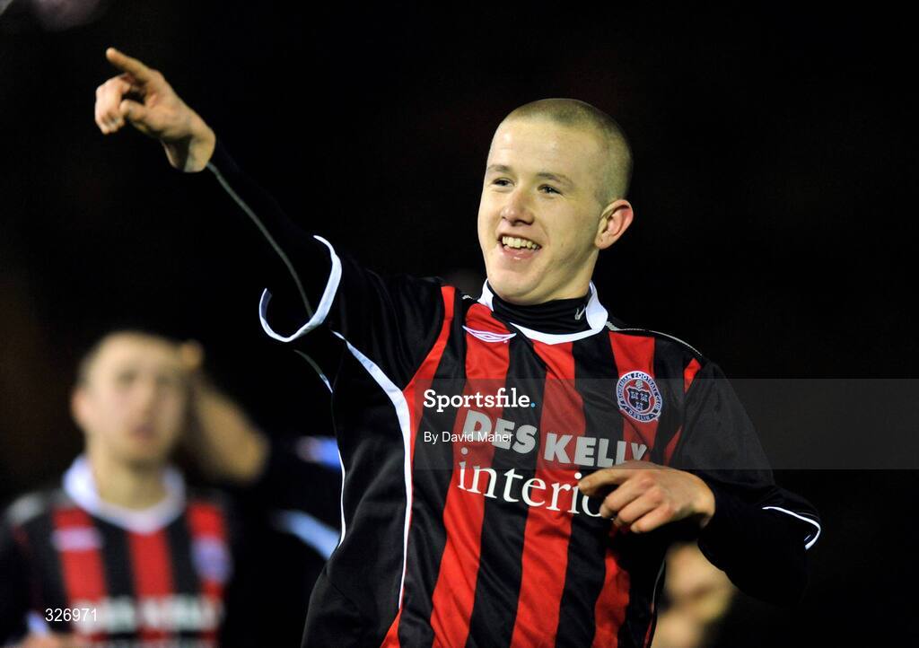 11 November 2008; Paddy Madden, Bohemians, celebrates after scoring his side's first goal. A Championship Final, UCD v Bohemians, UCD Bowl, Dublin. Picture credit: David Maher / SPORTSFILE