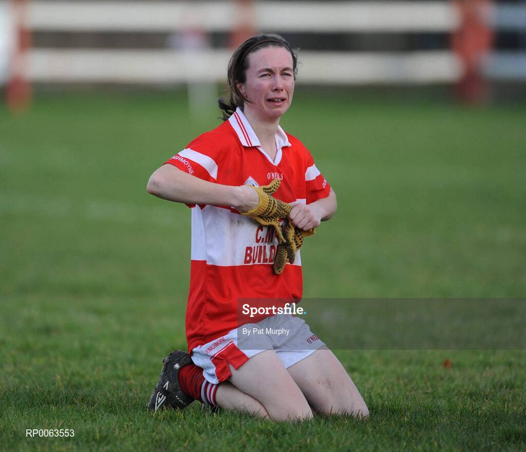 9 November 2008; Sharon Courtney, Donaghmoyne, shows her disapointment after the game. Vhi Healthcare All-Ireland Senior Club semi-final, Carnacon, Mayo v Donaghmoyne, Monaghan, Ray Prendergast Memorial Park, Clogher, Mayo. Picture credit: Pat Murphy / SPORTSFILE
