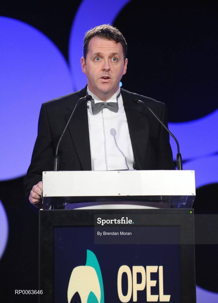 7 November 2008; Dave Sheeran, MD, Opel Ireland, delivering his speech during the 2008 Opel Gaelic Players of the Year awards for Hurling and Football. Citywest Hotel, Conference, Leisure & Golf Resort, Dublin. Picture credit: Brendan Moran / SPORTSFILE