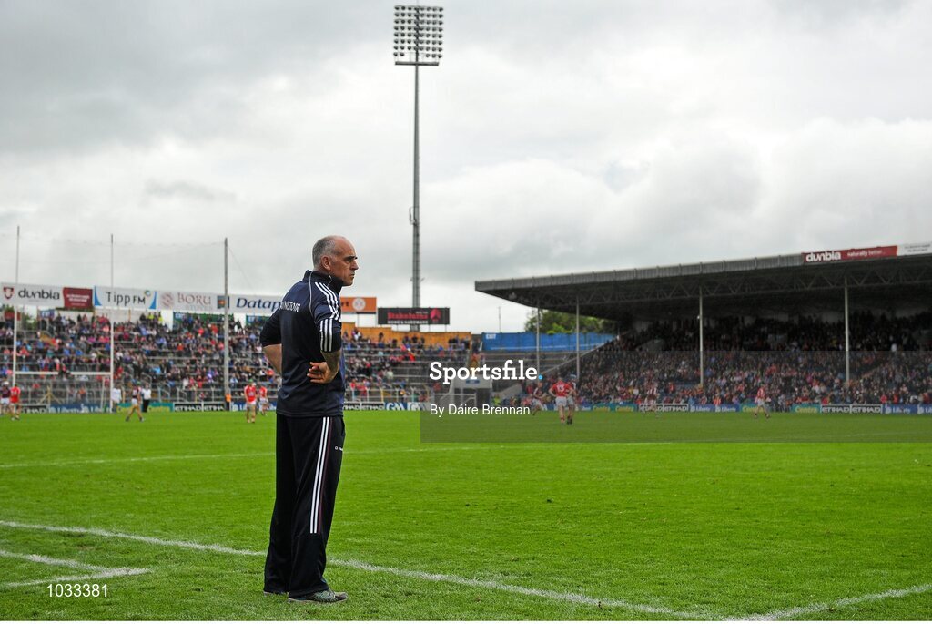 26 July 2015; Galway manager Anthony Cunningham watches near the end of the game. GAA Hurling All-Ireland Senior Championship, Quarter-Final, Galway v Cork. Semple Stadium, Thurles, Co. Tipperary. Picture credit: Dáire Brennan / SPORTSFILE