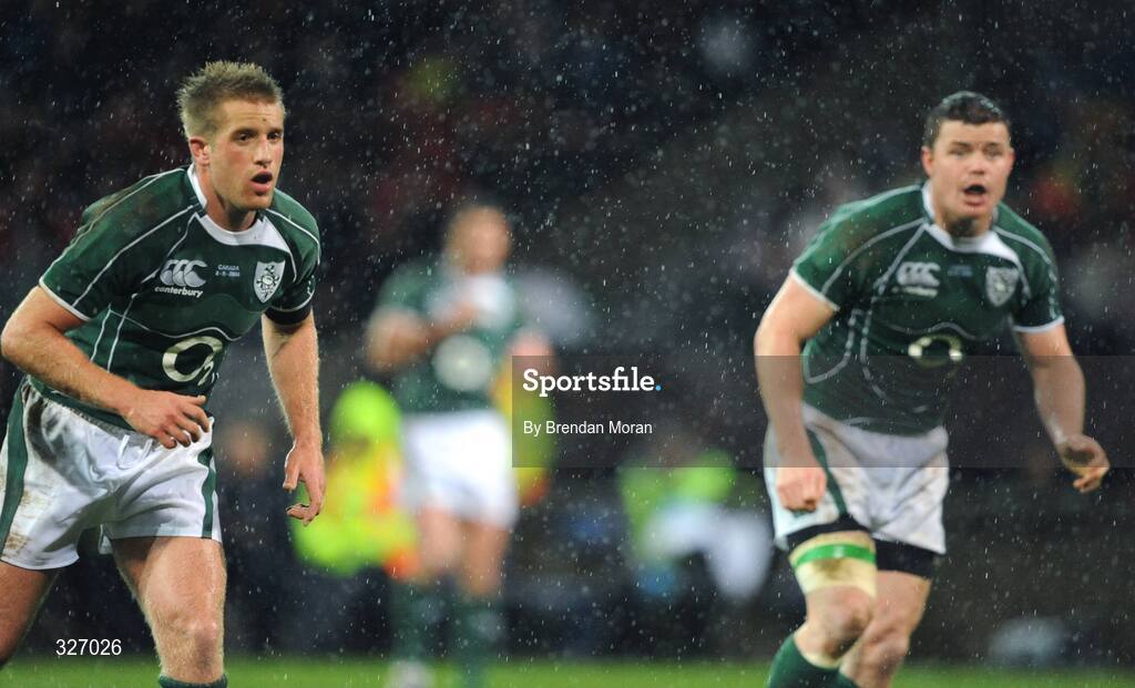 8 November 2008; Luke Fitzgerald, left, and Brian O'Driscoll, Ireland. Guinness Autumn Internationals, Ireland v Canada, Thomond Park, Limerick. Picture credit: Brendan Moran / SPORTSFILE